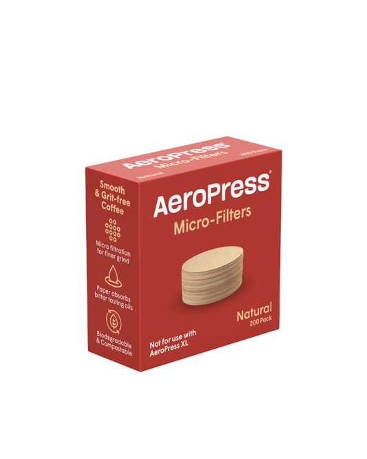 Caja roja de 200 microfiltros AeroPress Natural, no aptos para AeroPress XL
