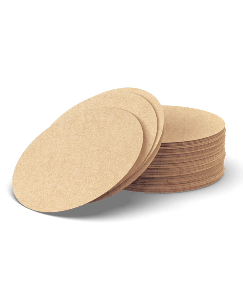 Filtros de papel natural AeroPress apilados, color marrón claro